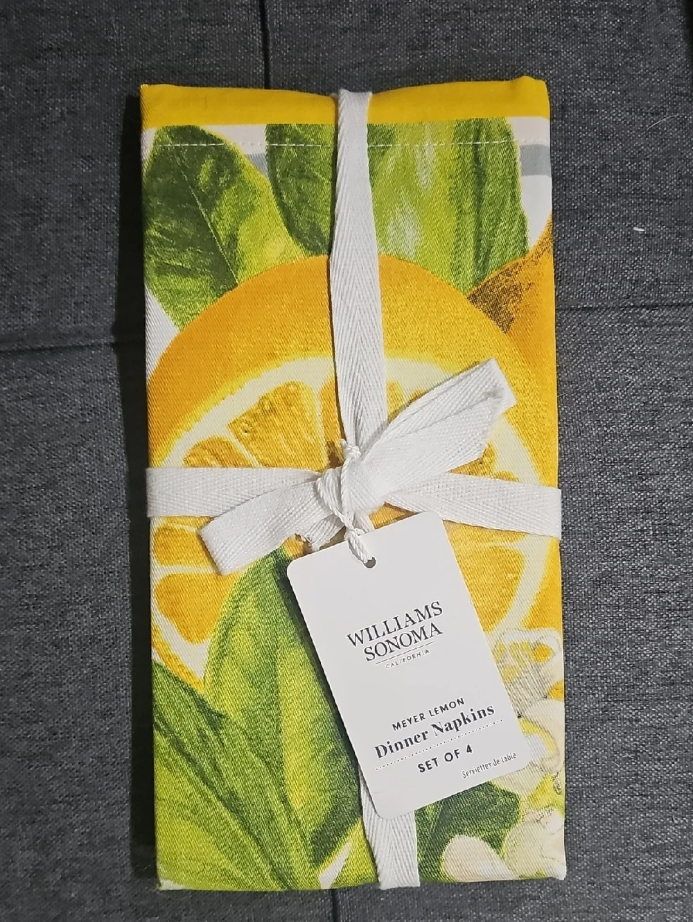 Williams Sonoma Orange and Yellow Citrus Dinner Napkin Set (A)